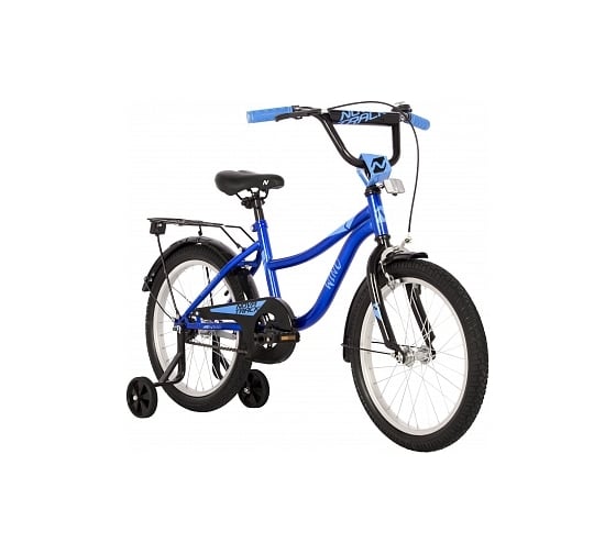 Велосипед NOVATRACK 18" WIND синий, защита цепи А-тип, задние ножные тормоза, крылья, багажник 183WIND.BL22