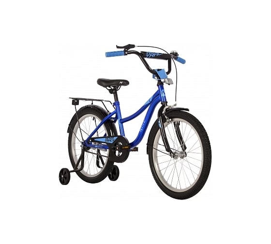 Велосипед NOVATRACK 20" WIND синий, защита цепи А-тип, задние ножные тормоза, крылья, багажник 203WIND.BL22