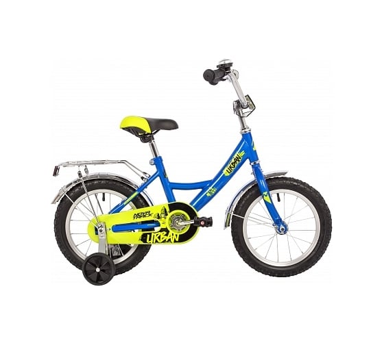 Велосипед NOVATRACK 14" URBAN синий, полная защита цепи, тормоз ножной, крылья и багажник хром 143URBAN.BL22 1