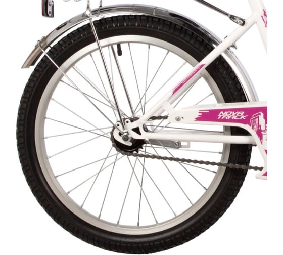 Велосипед NOVATRACK 20" URBAN белый, защ А-тип, тормоз нож, крылья и багаж хром, без доп колес 203URBAN.WT22-