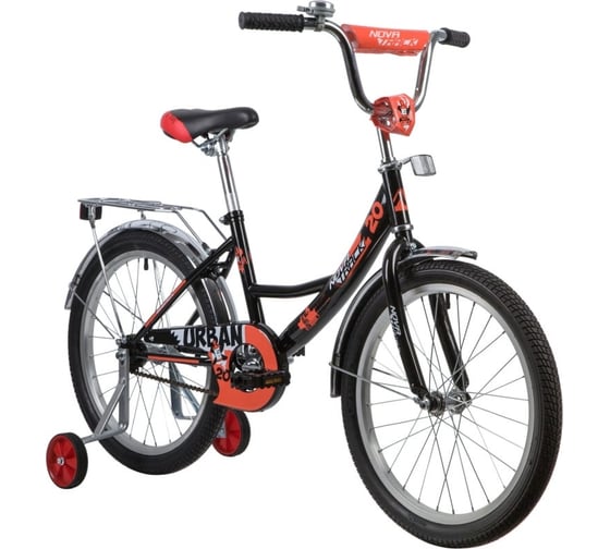 Велосипед NOVATRACK 20" URBAN черный, защита А-тип, тормоз нож, крылья и багажник хром 203URBAN.BK20