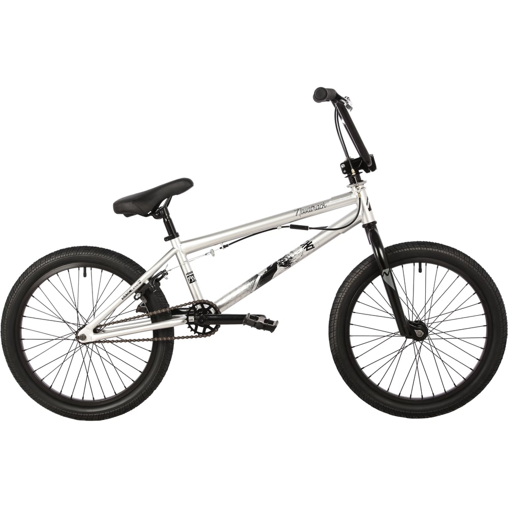 Велосипед NOVATRACK диаметр колес 20", BMX PSYCHO серебристый, сталь ...