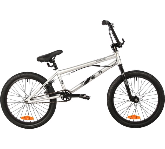 Велосипед NOVATRACK диаметр колес 20", BMX PSYCHO серебристый, сталь, гироротор, рама 10" 20BMX.PSYCHO.SL23