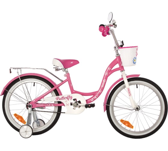 Велосипед NOVATRACK BUTTERFLY диаметр колес 20", розовый, тормоз ножной, крылья и багажник 207BUTTERFLY.PN23