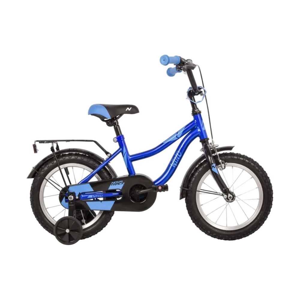 Велосипед NOVATRACK 14" WIND синий, полная защита цепи, задние ножные ...