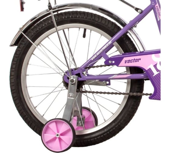 Велосипед NOVATRACK 18" VECTOR фиолетовый, защита А-тип, тормоз ножной, крылья и багажник хром 183VECTOR.LC22