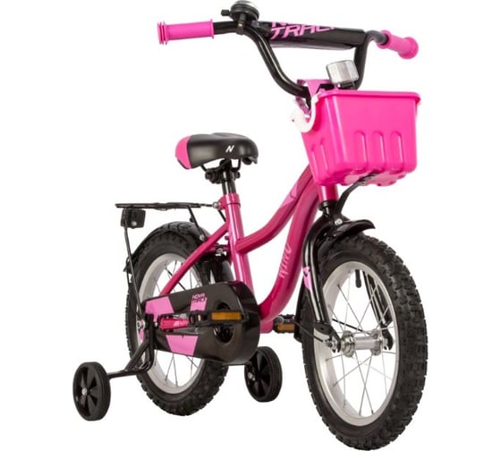 Велосипед NOVATRACK 14" WIND фуксия, полная защита цепи, ножной тормоз, крылья, багажник 144WIND.PN22