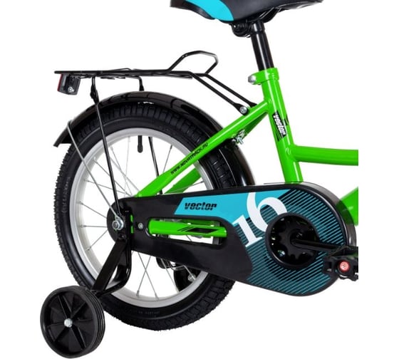 Велосипед NOVATRACK 16" VECTOR лаймовый, тормоз нож, крылья, багажник, полная защита цепи 163VECTOR.GN22