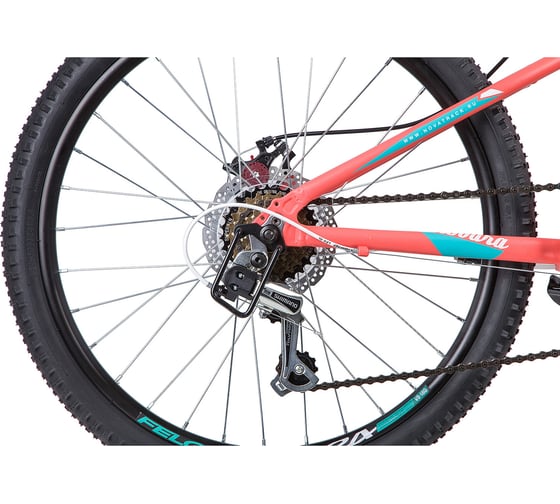 Велосипед NOVATRACK NOVARA диаметр колес 24", рама 11", коралловый, 18-скоростей, TY21/TS38/SG-6SI STG 24AHD.NOVARA.11CRL9