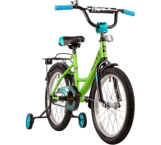 Велосипед NOVATRACK 18" VECTOR лаймовый, защита А-тип, тормоз ножной, крылья и багажник, черный 183VECTOR.GN22