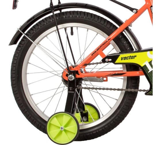 Велосипед NOVATRACK 18" VECTOR оранжевый, защита А-тип, тормоз ножной, крылья и багажник, черный 183VECTOR.OR22