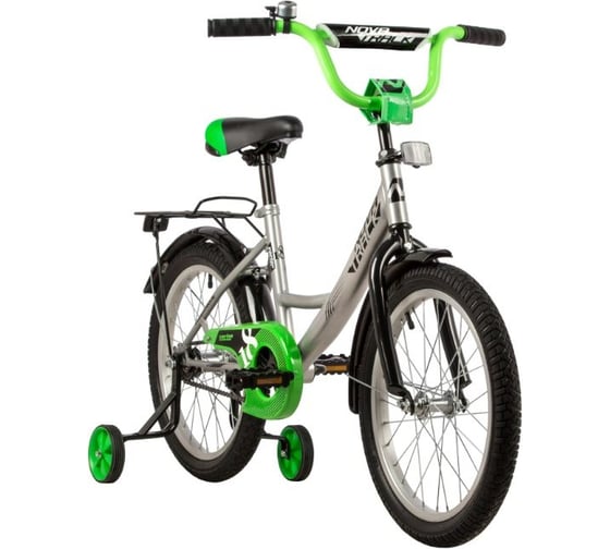 Велосипед NOVATRACK 18" VECTOR серебристый, защита А-тип, тормоз ножной, крылья и багажник, черный 183VECTOR.SL22