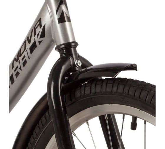 Велосипед NOVATRACK 18" VECTOR серебристый, защита А-тип, тормоз ножной, крылья и багажник, черный 183VECTOR.SL22