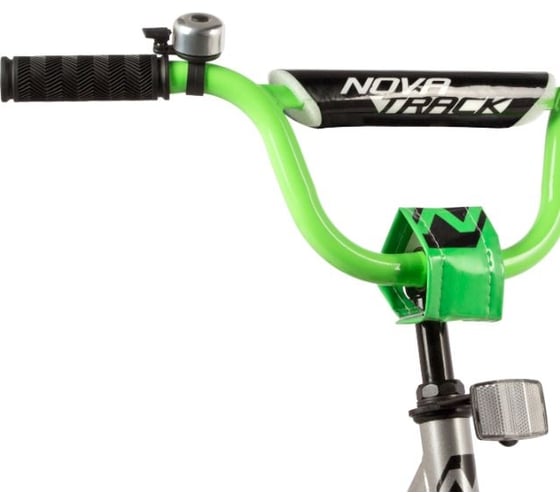 Велосипед NOVATRACK 18" VECTOR серебристый, защита А-тип, тормоз ножной, крылья и багажник, черный 183VECTOR.SL22