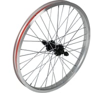 Колесо STG заднее 20" для BMX, двойной алюминиевый обод 36H, стальная втулка, ось 3/8" 175 мм, 9Т, серебристый Х112973