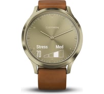 Смарт-часы Garmin vivomove HR золотые со светло-коричневым кожаным ремешком 010-01850-25