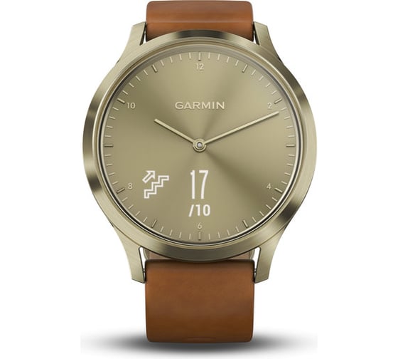 Смарт-часы Garmin vivomove HR золотые со светло-коричневым кожаным ремешком 010-01850-25