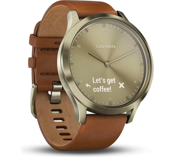 Смарт-часы Garmin vivomove HR золотые со светло-коричневым кожаным ремешком 010-01850-25