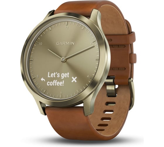 Смарт-часы Garmin vivomove HR золотые со светло-коричневым кожаным ремешком 010-01850-25