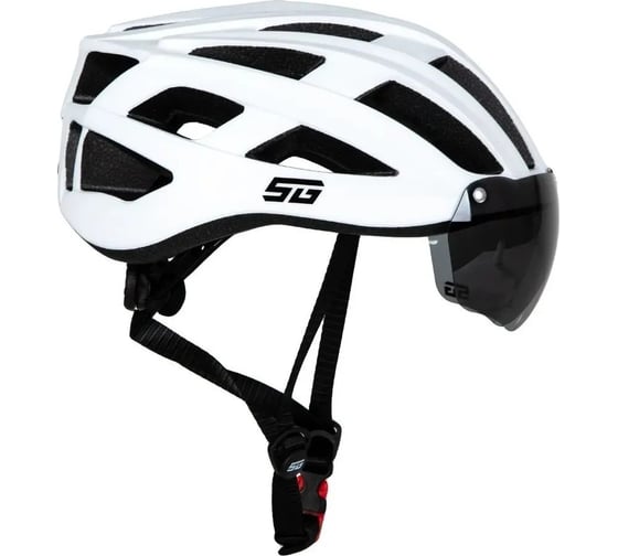 Шлем с визором и фонарем STG TS-33, L/58-61 см, белый Х112446