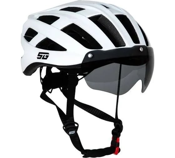Шлем с визором и фонарем STG TS-33, M (54-58 см), белый Х112445