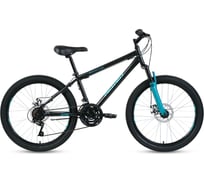 Велосипед ALTAIR MTB HT 24 2.0 disc 24, рост 14, 2019-2020, черный/бирюзовый RBKT01N4P002