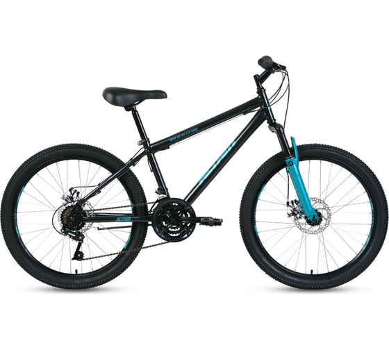 Велосипед ALTAIR MTB HT 24 2.0 disc 24, рост 14, 2019-2020, черный/бирюзовый RBKT01N4P002 1