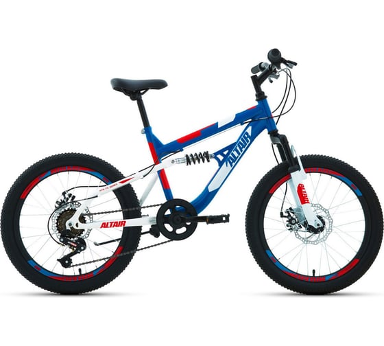 Велосипед ALTAIR MTB FS 20 disc, рост 14, 2019-2020, синий/красный RBKT02N06003
