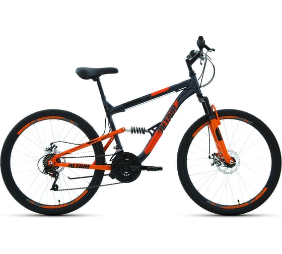 Велосипед ALTAIR MTB FS 26 2.0 disc, рост 16, 2019-2020, серый/оранжевый RBKT0SN6P016 1