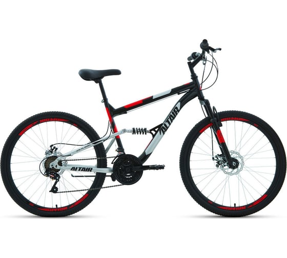 Велосипед ALTAIR MTB FS 26 2.0 disc, рост 18, 2019-2020, черный/красный RBKT0SN6P017