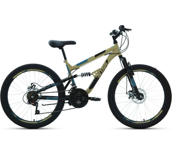 Велосипед ALTAIR MTB FS 24 disc, рост 15, 2019-2020, бежевый/черный RBKT02N4P004