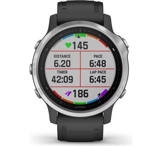 Смарт-часы Garmin fenix 6S серебристый с черным ремешком 010-02159-01