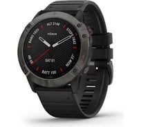 Серые смарт-часы с черным ремешком Garmin fenix 6X Sapphire DLC 010-02157-11