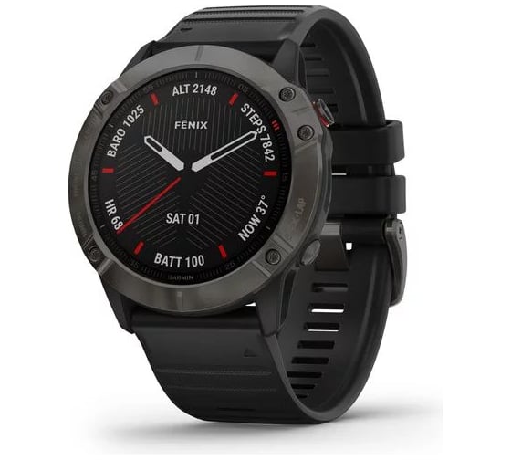 Серые смарт-часы с черным ремешком Garmin fenix 6X Sapphire DLC 010-02157-11 1