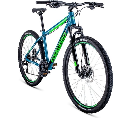 Велосипед FORWARD APACHE 27.5 3.0 disc, рост 17, бирюзовый/светло-зеленый RBKW0M67Q005