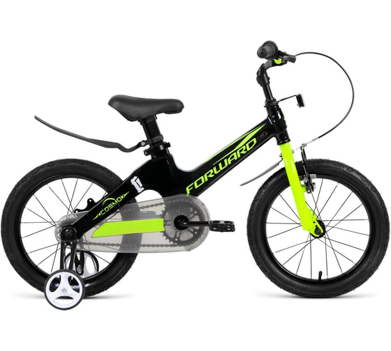 Велосипед FORWARD COSMO 16 2018-2019, черный/зеленый RBKW9L6G1007 1