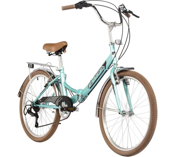 Складной велосипед FOXX 24" SHIFT, зеленый, 6-скор, Shimano RS35/TY21, двойной обод, багажник 24SFV.SHIFT.GN4 1