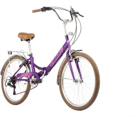 Складной велосипед FOXX 24" SHIFT, фиолетовый, 6-скор, Shimano RS35/TY21, двойной обод, багажник 24SFV.SHIFT.VL4