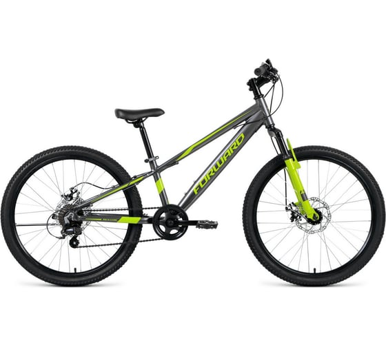 Велосипед FORWARD RISE 24 2.0 disc рост 11, 2019-2020, серый/зеленый RBKW01647004