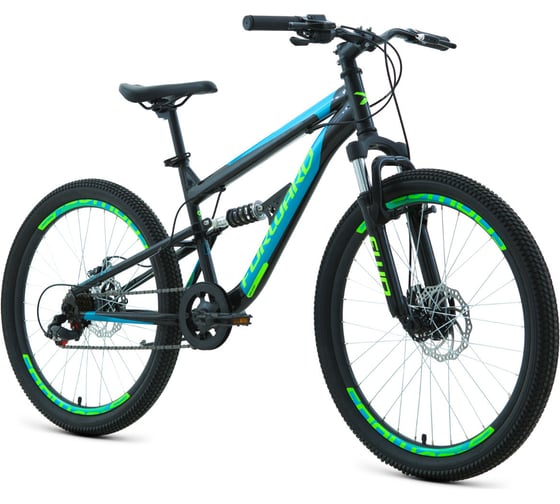 Велосипед FORWARD RAPTOR 24 2.0 disc рост 15, 2019-2020, черный/бирюзовый RBKW02N46003