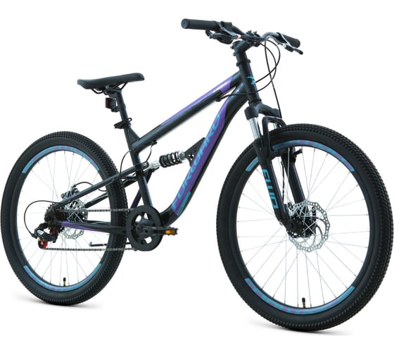 Велосипед FORWARD RAPTOR 24 2.0 disc рост 15, 2019-2020, черный/фиолетовый RBKW02N46004