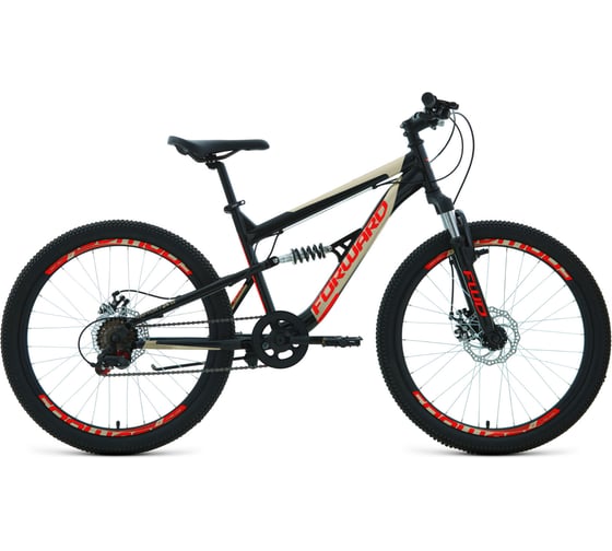 Велосипед FORWARD RAPTOR 24 2.0 disc рост 15, 2019-2020, черный/красный RBKW02N46002 1