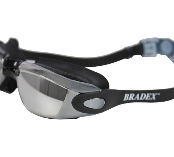 Очки для плавания BRADEX Комфорт+, черные, цвет линзы - зеркальный SF 0390