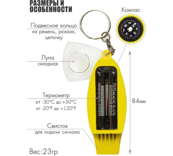 Свисток с 4 функциями SOLARIS желтый S6704yellow