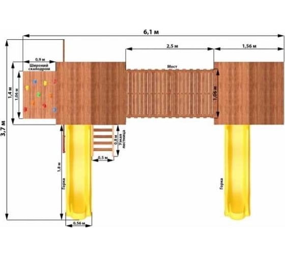 Детская площадка National Tree Company Спортивный городок 6 с широким скалодромом СГ6-Р923