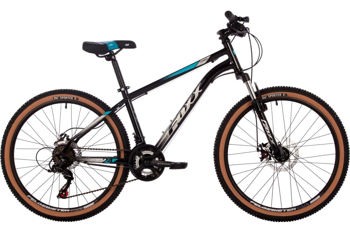 Велосипед FOXX 24" CAIMAN черный, сталь, размер 14" 24SHD.CAIMAN.14BK4 ...