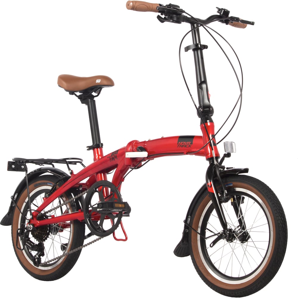 Складной велосипед NOVATRACK TOWN 16", красный, стальная вилка 16AFV ...