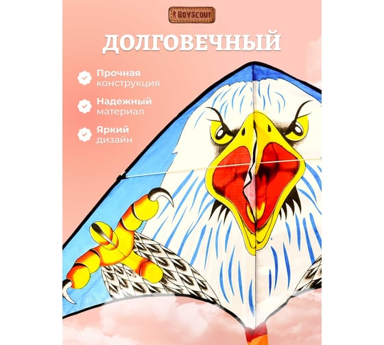 Воздушный змей BOYSCOUT 130х62 см, шнур 30 метров 61483