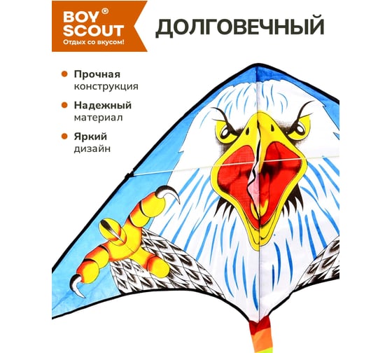 Воздушный змей BOYSCOUT 130х62 см, шнур 30 метров 61483