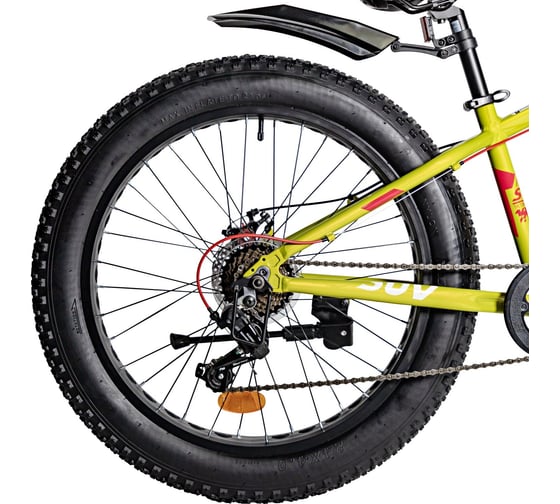 Велосипед NOVATRACK FATBIKE 24" SUV алюминиевая рама 13, зеленый, 7-скоростей, TY200/TS38, дисковые тормоза STG 24AHD.SUV.13GN4